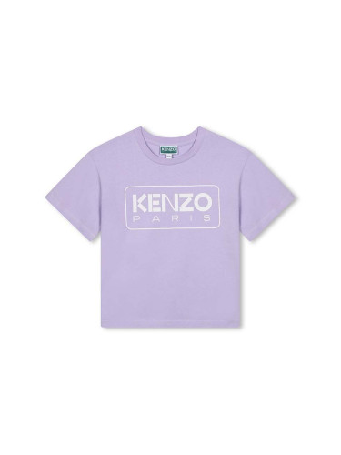 Детска памучна тениска Kenzo Kids в лилаво K60704