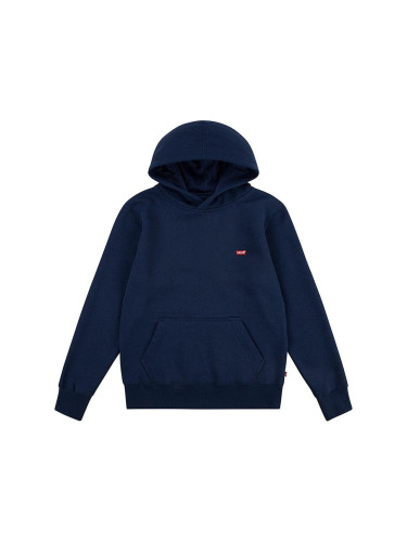 Детски суичър Levi's MINI BATWING HOODIE в тъмносиньо с качулка с изчистен дизайн 9EL452