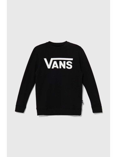 Детски памучен суичър Vans CLASSIC II CREW в черно с принт VN000K99BLK1