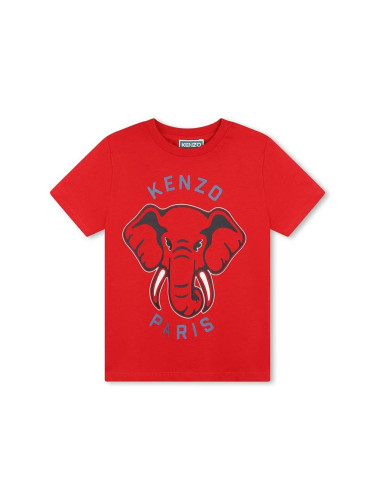 Детска памучна тениска Kenzo Kids в червено с принт K60748