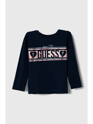 Детска блуза с дълги ръкави Guess в тъмносиньо K4YI25 K6YW4