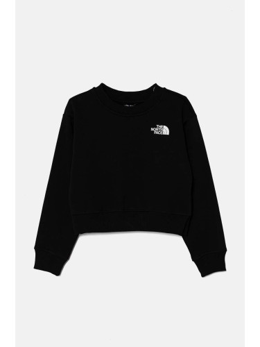 Детски суичър The North Face CROP OVERSIZE CUTLINE CREW в черно с принт NF0A89HFJK31