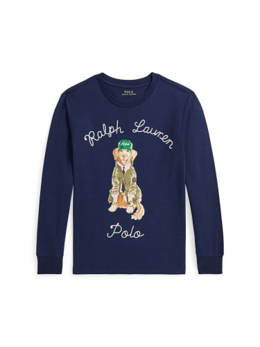 Детска блуза с дълги ръкави Polo Ralph Lauren в тъмносиньо 323953576001