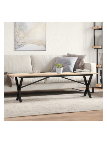Sonata H Кафе маса X-образна рамка 160x40x45 см бор масив и чугун