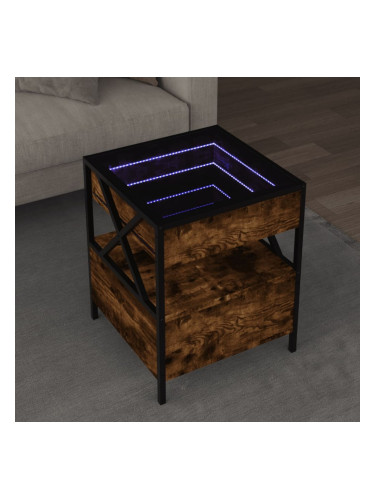 Sonata H Маса за кафе с Infinity LED, опушен дъб, 40x40x51 см