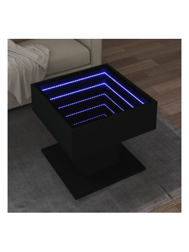Sonata H Маса за кафе с LED, черна, 50x50x45 см, инженерно дърво