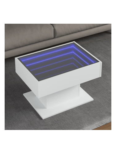 Sonata H Маса за кафе с LED, бяла, 70x50x45 см, инженерно дърво