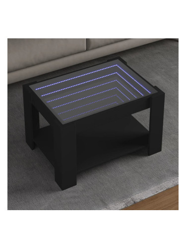 Sonata H Маса за кафе с LED, черна, 73x53x45 см, инженерно дърво