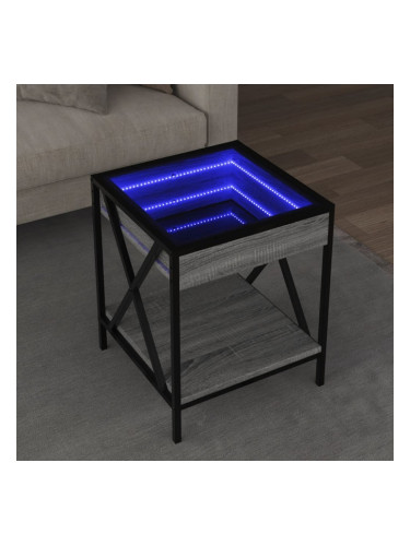 Sonata H Маса за кафе с Infinity LED, сив сонома, 40x40x49 см