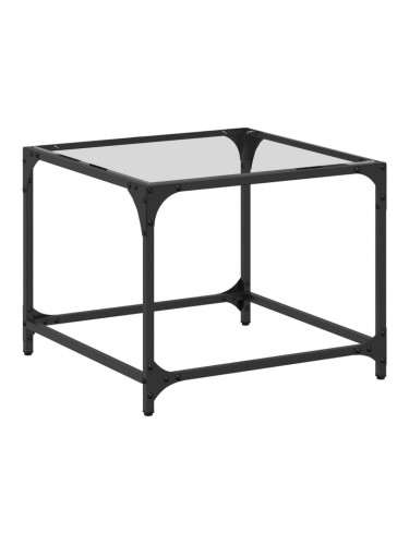 Sonata H Маса за кафе с прозрачен стъклен плот 50x50x40 см стомана