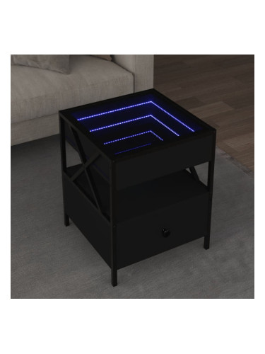 Sonata H Маса за кафе с Infinity LED черна 40x40x51 см