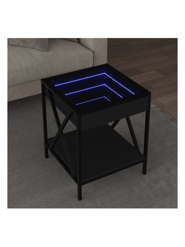Sonata H Маса за кафе с Infinity LED, черна, 40x40x49 см