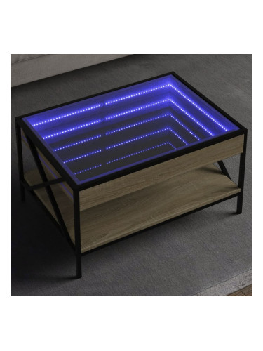 Sonata H Маса за кафе с Infinity LED, сонома дъб, 70x50x38 см