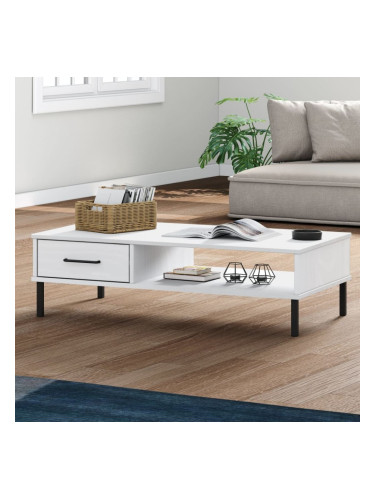 Sonata H Кафе маса с метални крака бяла бор масив OSLO