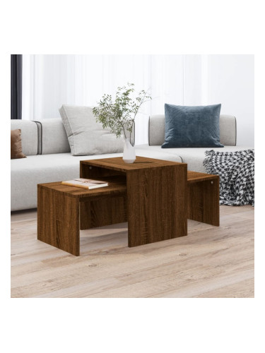 Sonata H Комплект маси за кафе кафяв дъб 100x48x40 см инженерно дърво