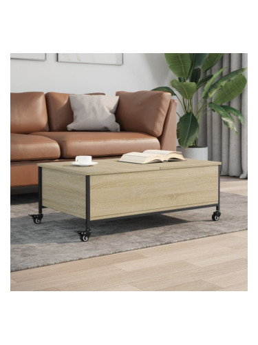 Sonata H Маса за кафе с колелца дъб сонома 91x55x34 см инженерно дърво