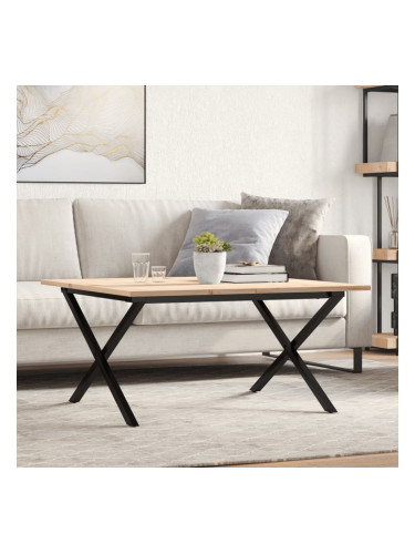 Sonata H Кафе маса X-образна рамка 90x90x45 см бор масив и чугун