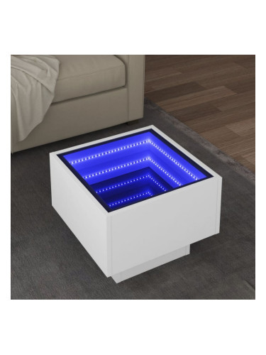 Sonata H Помощна маса с LED бяла 40x40x30 см инженерно дърво