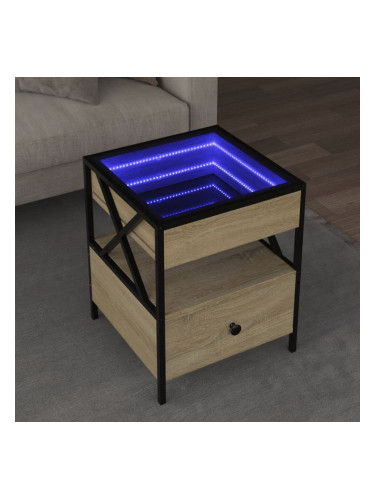 Sonata H Маса за кафе с Infinity LED, сонома дъб, 40x40x51 см
