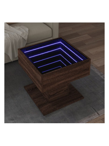 Sonata H Маса за кафе с LED, кафяв дъб, 50x50x45 см, инженерно дърво