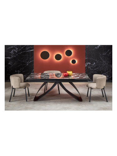 Трап.маса HILARIO разтегат.ЧЕРЕН мрамор/черно