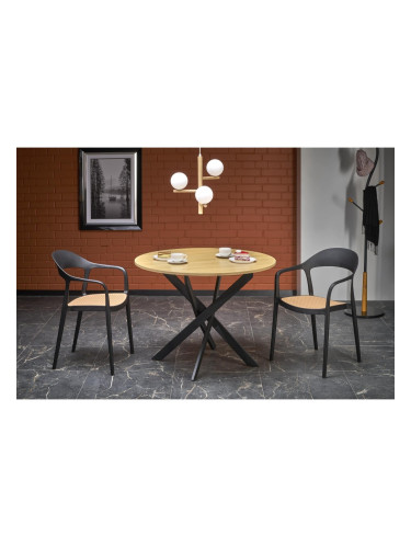 Трапезна маса EDGAR кръгла ЗЛАТЕН ДЪБ/черно