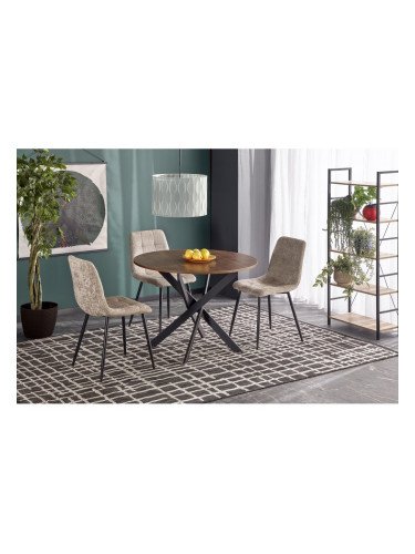 Трапезна маса EDGAR кръгла ОРЕХ/черно