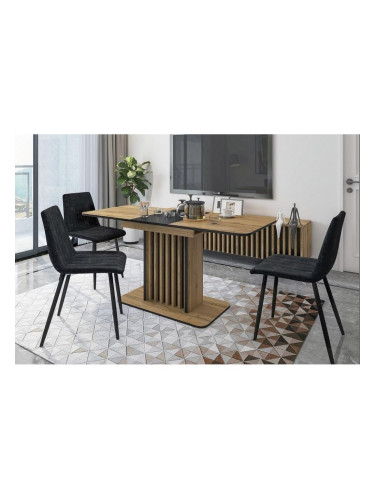 Трапезна маса KENT разтегат.дъб артисан/черно