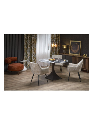 Трапезна маса MANUEL кръгла черен мрамор/черно