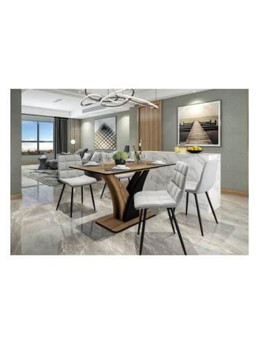 Трапезна маса NEPTUN разтегателна, дъб артисан и черно