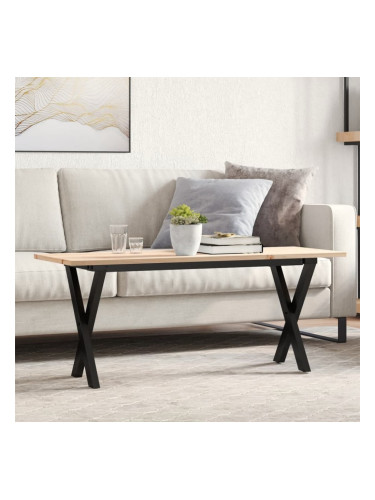 Sonata H Кафе маса X-образна рамка 110x40x45 см бор масив и чугун