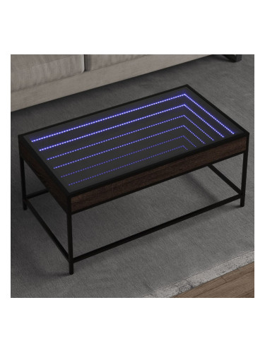 Sonata H Маса за кафе с Infinity LED, кафяв дъб, 90x50x41 см