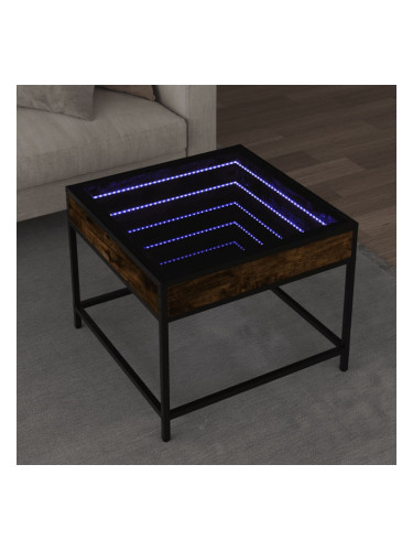 Sonata H Маса за кафе с Infinity LED, опушен дъб, 50x50x41 см