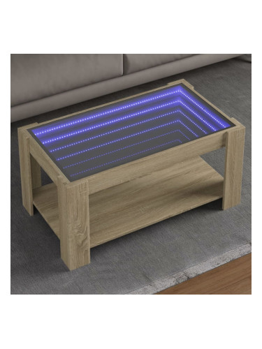 Sonata H Маса за кафе с LED, дъб сонома, 93x53x45 см, инженерно дърво