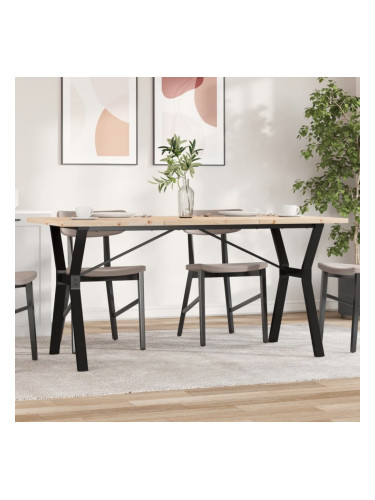 Sonata H Трапезна маса Y-образна рамка 140x80x75,5 см бор масив и чугун