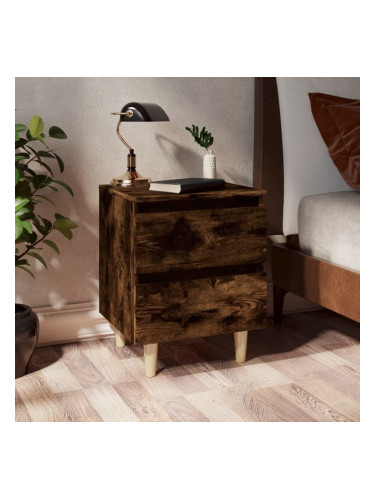 Sonata H Нощни шкафчета с крака дървен масив 2 бр опушен дъб 40x35x50 см