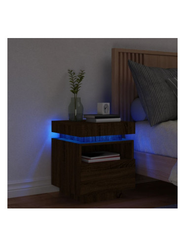 Sonata H Нощно шкафче с LED осветление, кафяв дъб, 40x39x48,5 см