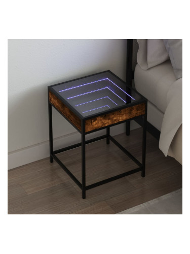 Sonata H Нощна масичка с Infinity LED опушен дъб 40x40x51 см