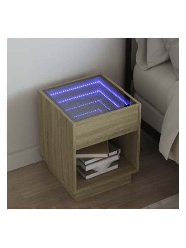 Sonata H Нощна масичка с Infinity LED, дъб сонома, 40x40x50 см