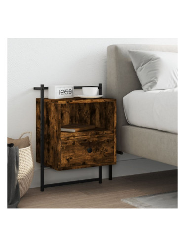 Sonata H Нощно шкафче стенно опушен дъб 40x30x61 см инженерно дърво