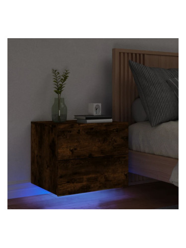 Sonata H Нощно шкафче за стена с LED осветление, опушен дъб