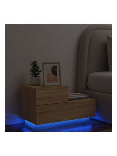 Sonata H Нощно шкафче с LED осветление, дъб сонома, 70x36x40,5 см