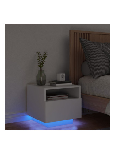 Sonata H Нощно шкафче с LED осветление, бяло, 40x39x37 см