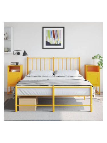 Sonata H Нощни шкафчета 2 бр горчица жълто 36x39x78 см стомана