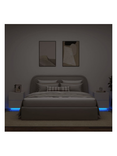 Sonata H Нощни шкафчета с LED, 2 бр, бяло, инженерна дървесина
