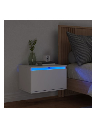 Sonata H Нощно шкафче за стена с LED осветление, бяло