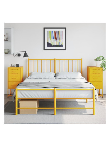 Sonata H Нощни шкафчета 2 бр горчица жълто 36x39x78 см стомана