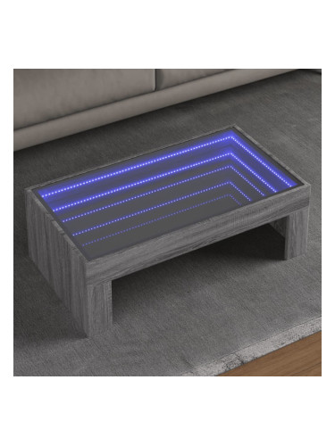 Sonata H Маса за кафе с Infinity LED, сив сонома, 90x50x30 см