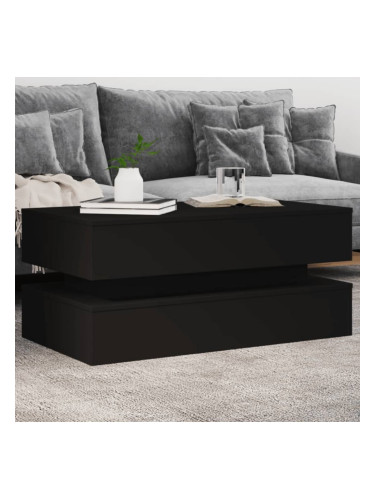 Sonata H Маса за кафе с LED осветление, черна, 90x50x40 см