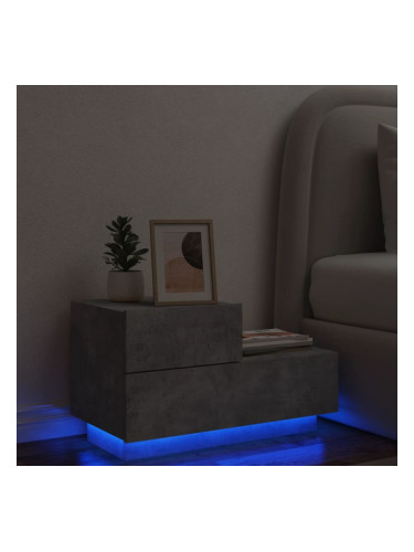 Sonata H Нощно шкафче с LED осветление, бетонно сив, 70x36x40,5 см